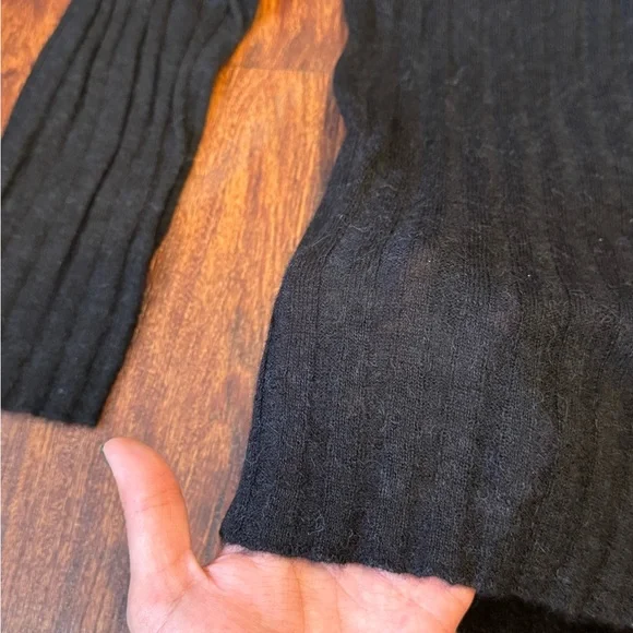 Semi-Sheer Black Ribbed Mockneck Sweater - Picture 4 of 5